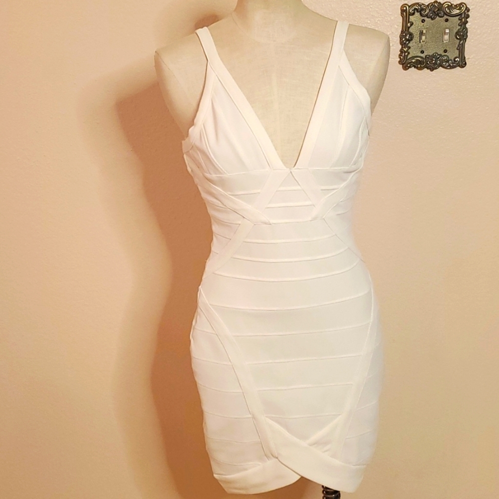 Never Worn White Body Con Bandage Dress.